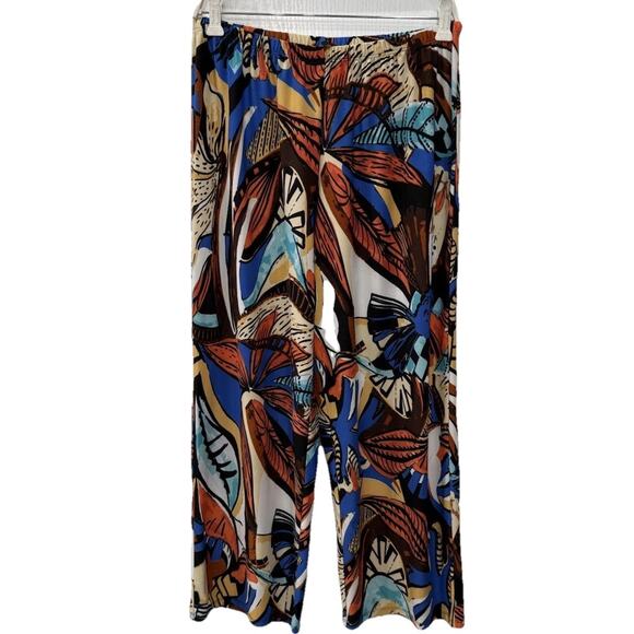 Melissa Paige Women's Palazzo Pants Petites XL Bold Multicolor Print Boho Resort - Picture 2 of 8